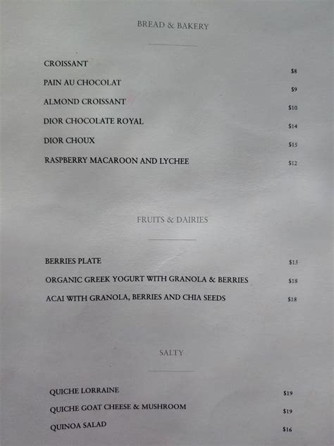 dior café menu